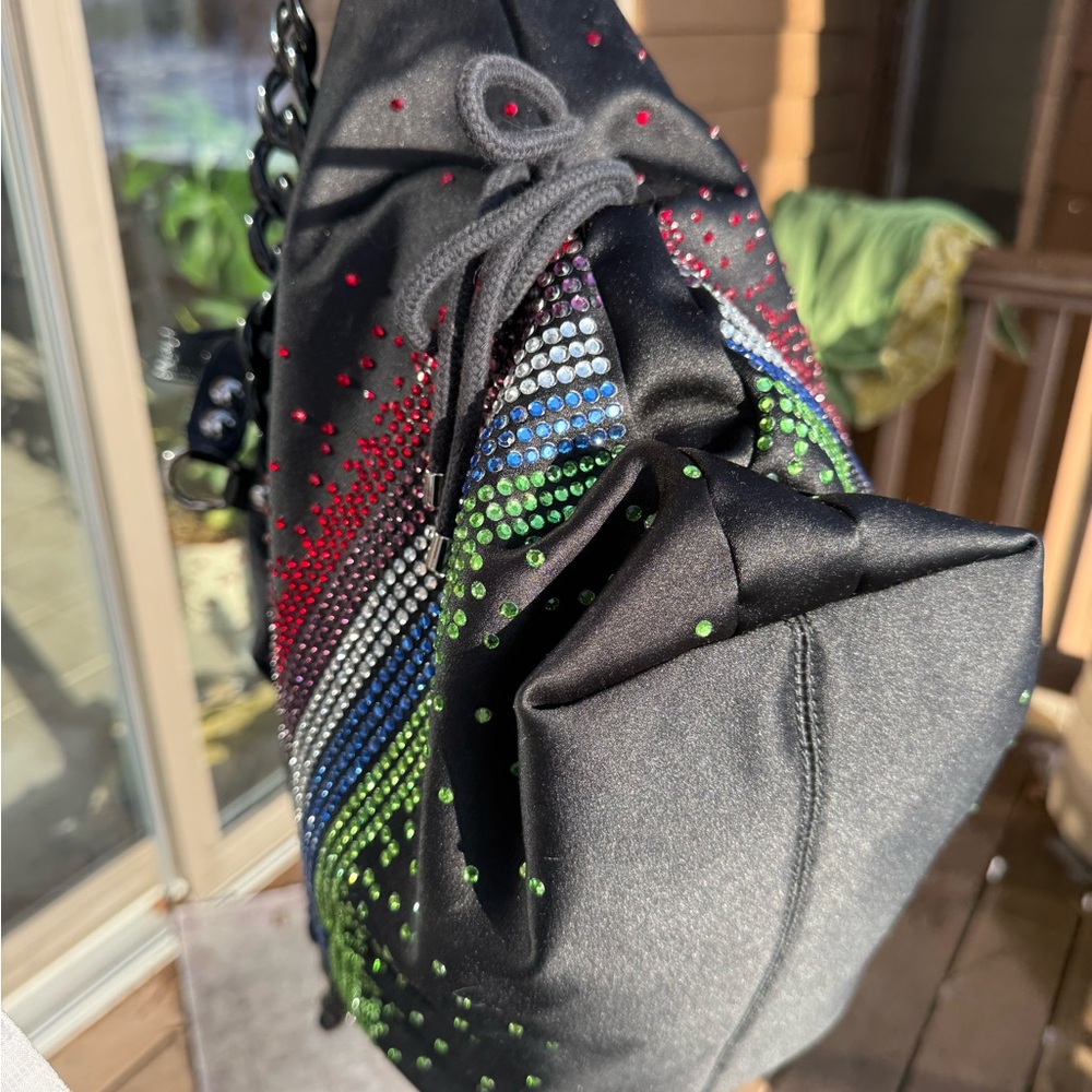 EUC Coach Poppy Satin Black Swarovski Crystals Limited Edition Rare Bucket Bag - Picture 8 of 13